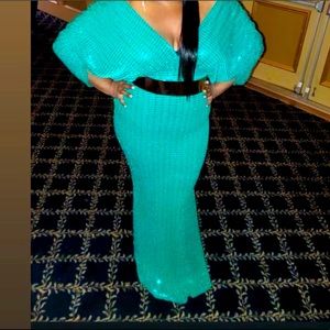 Long Green Dress With a Little Shimmer